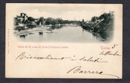 1899 TORINO IL PO DA PONTE PRINCIPESSA ISABELLA FP V SEE 2 SCANS TIMBRI TORINO E VARALLO - Fiume Po