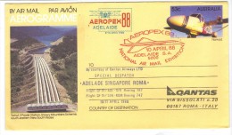 BOL136 - QANTAS DISPACCIO SPECIALE ADELAIDE ROMA . 10/4/1988 . AEROPEX88 - Aérogrammes