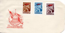 HONGRIE. N°1273-5 De 1959 Sur Enveloppe Illustrée. République Soviétique Hongroise. - Storia Postale