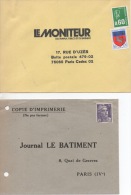 6 Enveloppes Avec Timbres France Le Journal Du Batiment Des Travaux Publics Non Oblitérées Marianne De Cortot, Royan, - Autres & Non Classés