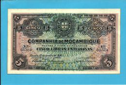 MOZAMBIQUE - 5 LIBRAS ESTERLINAS - 15.01.1934 - P R32 - AUNC - PAGO 5.11.1942 - COMPANHIA DE MOÇAMBIQUE - PORTUGAL - Mozambique