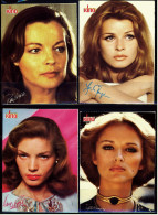 4 X Kino-Autogrammkarte  -  Repro, Signatur Aufgedruckt  -  Romy Schneider , Lauren Bacall , Senta Berger - Autógrafos