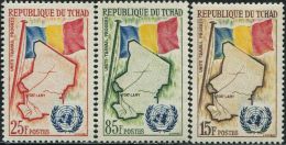 AS3307 Chad 1961 Flag Map 3v MLH - Geography