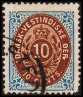 1876-1879. Bi-coloured. 10 C. Blue/dark Brown. Inverted Frame. Perf. 14x13½. 7th Print.... (Michel: 11 IIb) - JF128268 - Dänisch-Westindien