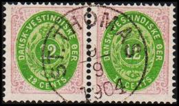 1876-1879. Bi-coloured. 12 C. Lilac/yellow-green. Normal Frame. Perf. 14x13½. PAIR. ST.... (Michel: 12 Ib) - JF128175 - Danish West Indies