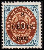 1902. Surcharge. Local, Black Surcharge. 8 CENTS 1902 On 10 C. Blue/brown. Normal Frame... (Michel: 24 A I (AFA 19s)) - - Danish West Indies