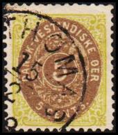 1896-1906. Bi-coloured. 5 C. Green/blue. Inverted Frame. Perf. 12 3/4.  7th Print. Smal... (Michel: 19 II) - JF128235 - Dänisch-Westindien