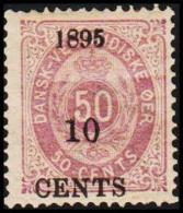 1895. Surcharge. 10 CENTS 1895 On 50 C. Pale Grayviolet Second Print. Scarce. Surcharge... (Michel: 15) - JF128211 - Danish West Indies