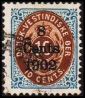 1902. Surcharge. Copenhagen Surcharge. 8 Cents 1902 On 10 C. Blue/brown. Normal Frame. ... (Michel: 26 I (AFA 21w)) - JF - Dänisch-Westindien