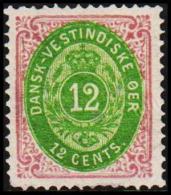 1876-1879. Bi-coloured. 12 C. Lilac/yellow-green. Normal Frame. Perf. 14x13½. (Michel: 12 Ib) - JF128178 - Danish West Indies