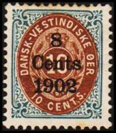 1902. Surcharge. Copenhagen Surcharge. 8 Cents 1902 On 10 C. Blue/brown. Normal Frame. ... (Michel: 26 I (AFA 21z)) - JF - Danish West Indies