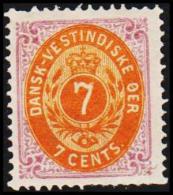 1873-1874. Bi-coloured. 7 C. Lilac/yellow. Inverted Frame. Perf. 14x13½. (Michel: 8 IIb) - JF128252 - Deens West-Indië