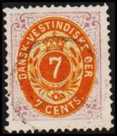 1873-1874. Bi-coloured. 7 C. Lilac/deep Yellow. First Print. Normal Frame. Perf. 14x13½... (Michel: 8 Ia) - JF128240 - Dänisch-Westindien