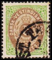 1876-1879. Bi-coloured. 5 C. Green/gray. Normal Frame. Perf. 14x13½. Fourth Print. Vari... (Michel: 10 I) - JF128227 - Dänisch-Westindien