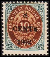 1902. Surcharge. Local, Black Surcharge. 8 CENTS 1902 On 10 C. Blue/brown. Normal Frame... (Michel: 24 A I) - JF128276 - Deens West-Indië