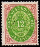 1876-1879. Bi-coloured. 12 C. Lilac/yellow-green. Normal Frame. Perf. 14x13½. Variety. (Michel: 12 Ib (AFA 12x)) - JF128 - Deens West-Indië