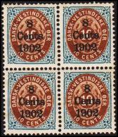 1902. Surcharge. Local, Black Surcharge. 8 CENTS 1902 On 10 C. Blue/brown. Normal Frame. (Michel: 24 A I) - JF128283 - Deens West-Indië