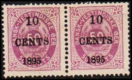 1895. Surcharge. 10 CENTS 1895 On 50 C. Violet. Pair With Surcharge Variety: Small And ... (Michel: 15) - JF128222 - Deens West-Indië