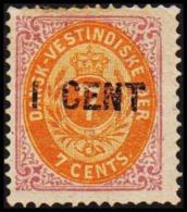 1887. Surcharge. 1 CENT On 7 C. Red Lilac/dull Yellow. Second Print.  Normal Frame. Per... (Michel: 14 Ib) - JF128205 - Deens West-Indië