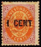 1887. Surcharge. 1 CENT On 7 C. Red Lilac/dull Yellow. Second Print.  Inverted Frame. P... (Michel: 14 IIb) - JF128208 - Deens West-Indië