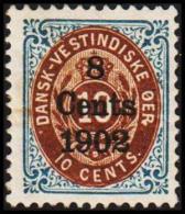 1902. Surcharge. Copenhagen Surcharge. 8 Cents 1902 On 10 C. Blue/brown. Normal Frame. ... (Michel: 26 I (AFA 21w)) - JF - Dänisch-Westindien