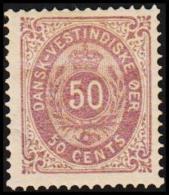 1876-1879. Bi-coloured. 50c. Dull Grey Violet. Second Print. Normal Frame. (Michel: 13 Ib) - JF128198 - Danish West Indies