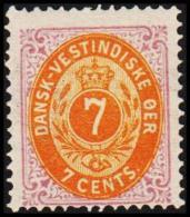 1873-1874. Bi-coloured. 7 C. Lilac/yellow. Inverted Frame. Perf. 14x13½. (Michel: 8 IIb) - JF128249 - Deens West-Indië