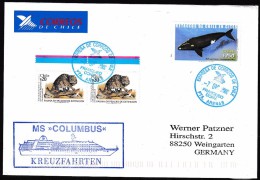 ANTARCTIC, CHILE/GERMANY, MS"COLUMBUS",stopover PTA Arenas, 7.12.2000, Ships Cachets !! Look Scan !! 30.4-37 - Navi Polari E Rompighiaccio