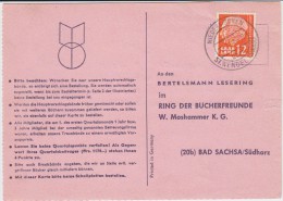 Saarland Heuss Mi 387 PSt I Stempel Niederkirchen ü St Wendel Kte 1957 - Covers & Documents