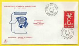 STRASBOURG  / 1958  OBLITERATION  CONSEIL DE L EUROPE  SUR LETTRE / OIT - CE - OECE (ref 206) - EU-Organe