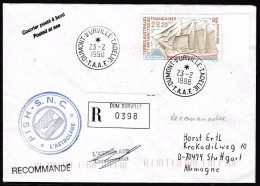 ANTARCTIC, TAAF,REGISTRED,  D. D´URVILLE  23.2.1998, Cachet + Signature !! Look Scan II 1.5-38 - Expediciones Antárticas