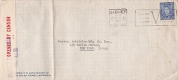 Australia 1941 King George VI 3d Blue Tied By Sydney 'V'slogan Cancel, Censor Cachet Red And White Censor Tape - Storia Postale