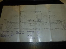 COMPAGNIE MARITIME NEERLANDAISE - SS M.I. MANDAL - PLAN EN COUPE - DATE SIGNE MARSEILLE 1913 - Barche