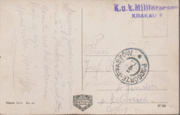 D 735) Österreich K.u.k. Militärzensur Zensur Krakau 2 (Polen), 1915, Blauer L2, AK Marienkirche - WW1