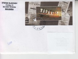 BULGARIA : TITANIC Souvenir Block On Cover Circulated To ROMANIA - Registered Shipping! - Gebraucht