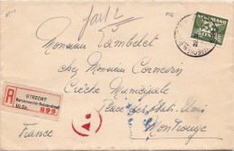 1944 LETTRE PAYS - BAS. RECOMMANDE +  CENSURE. UTRECHT -LYON.    / 2628 - Covers & Documents