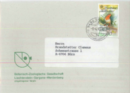 Fürstentum Liechtenstein 9494 Schaan Naturschutz Global Denken Lokal Handeln Rotkehlchen - Storia Postale