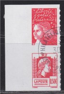 = Issu De Carnet Adhésif  Paire Verticale Oblitérée Marianne D'Alger 0.50€ Et Marianne De Luquet Tvp P43 - 1944 Coq Et Marianne D'Alger