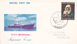 New Zealand 1963 Royal Visit Souvenir Cover - Brieven En Documenten