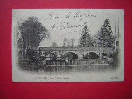 CPA   28  COURVILLE  LE PONT DES CANAUX   ANIMEE D'UN PECHEUR     VOYAGEE 1904 TIMBRE - Courville