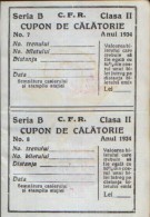 Two Travel Vouchers By Railway, 2nd Class, Bukovina Chernivtsi From The Year 1934 Unused - 2/scans - Europe