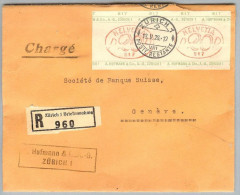 MOTIV Chemie 1928-05-18 ZH Freistempel Auf Zettel Auf R-Brief - Frankiermaschinen (FraMA)