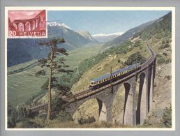 MOTIV Eisenbahn Brücke Maximumkarte 1963-03-01 Hohtenn 50 Jahre Lötschbergbahn - Bahnwesen