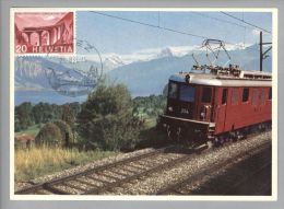 MOTIV Eisenbahn Maximumkarte 1964-03-21 Spiez - Chemins De Fer