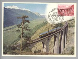 MOTIV Eisenbahn Brücke Maximumkarte 1963-06-22 50 Jahre Lötschbergbahn - Chemins De Fer
