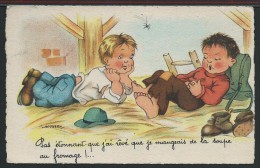 CP THEME ENFANTS / ILLUSTRATEUR GOUGEON / ENFANT GARCON CHAPEAU GODASSES ARAIGNÉE / Pas étonnant Que J'ai Rêvé Que Je M - Gougeon