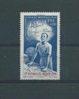 ST PIERRE ET MIQUELON  1943  Y.T. POSTE AERIENNE 3 MH/*  QUINZAINE IMPERIALE - Unused Stamps