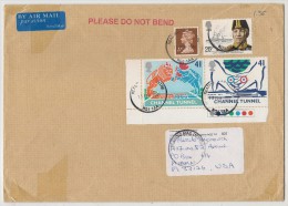 UK - CHANNEL TUNNEL Se-tenant Marginal Pair SG 1822a + 1190 + X973 On COVER To MIAMI - Lettres & Documents