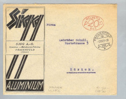 MOTIV Industrie Metall 1929-08-07 CH-Brief Frei-O #543 Sigg - Frankiermaschinen (FraMA)