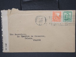 NOUVELLE-ZELANDE-Enveloppe De Christchurch Pour Calais En 1945 Avec Bande De Controle   A Voir  LOT P5541 - Covers & Documents